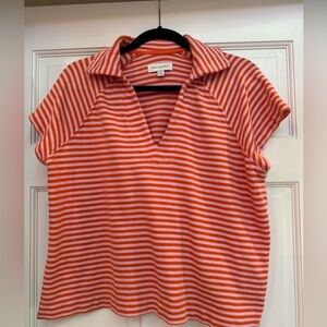 free assembly fun pink and orange stripe collared shirt